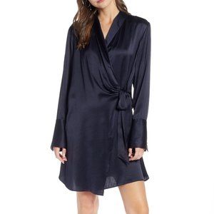 NEW Something Navy Tie Wrap Long Sleeve Dress